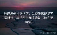 韩漫屋像排错指南：先查传播链是不是断开，再把例子标注清楚（读完更清楚）