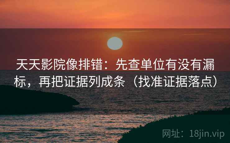 天天影院像排错：先查单位有没有漏标，再把证据列成条（找准证据落点）