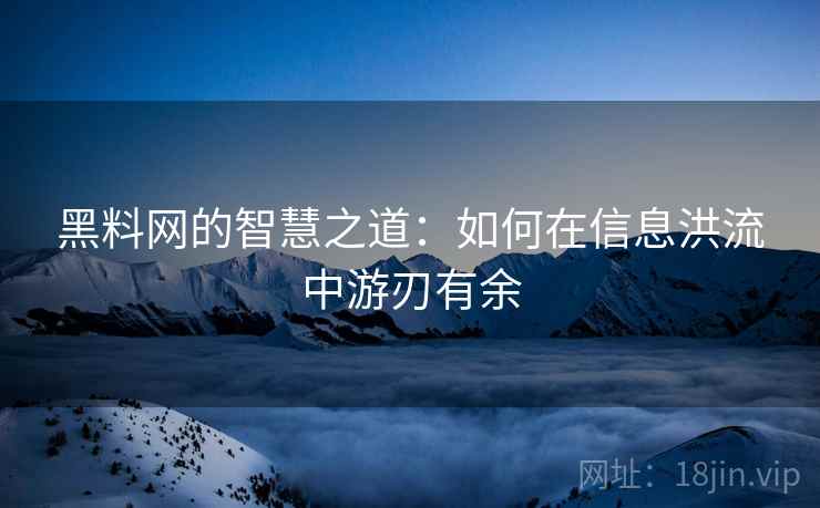 黑料网的智慧之道：如何在信息洪流中游刃有余